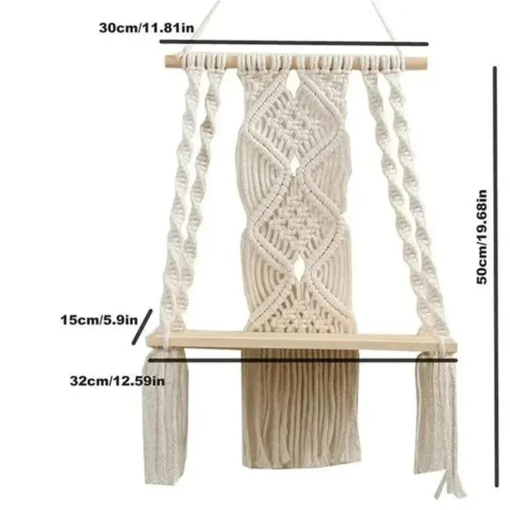 Macrame Wall Hanging Shelf Hand Made Rope